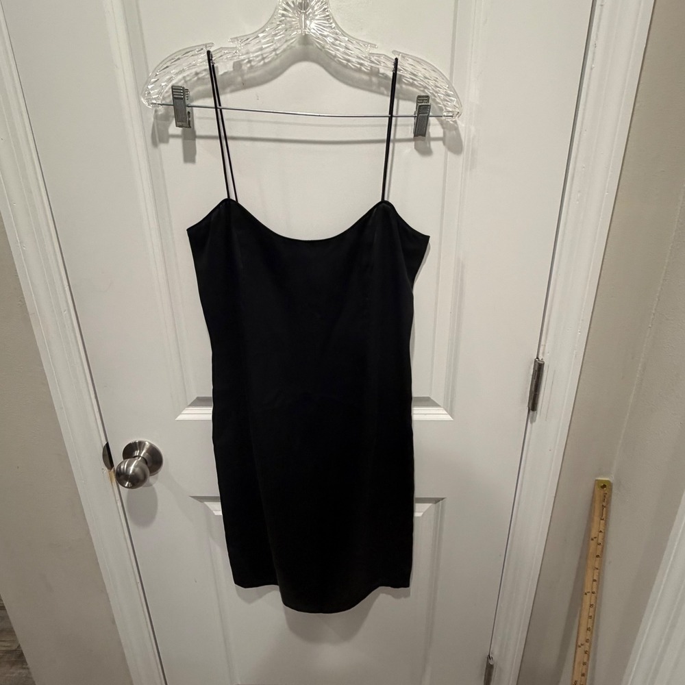 August Silk Womens Slip Dress 100% Silk Spaghetti Strap Black Size 4